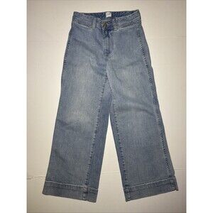 Gap Size 00/24P Girls Pants Petite Wide Leg Crop Fit High Rise Chino Sunkissed